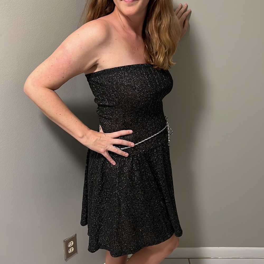 Free People Knit Strapless Wool Lurex Dress